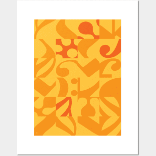 Musical Notes Orange Yellow Pattern Posters and Art